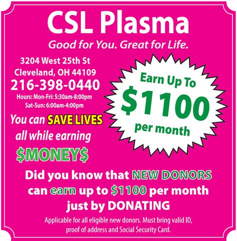 Csl plasma new donor - Find information for the CSL Plasma Donation Center in Ft. Wayne, IN East Pettit Avenue, including hours, services, and directions. ... Sign up to receive information about plasma donation and see new donor fees in your area. First Name * First name should only include letters or special characters. Last Name * ...